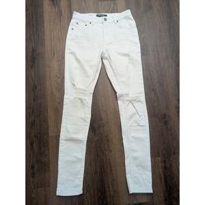 Serenede‎ Jeans Mens 30 White Distressed Ripped Destroyed Skinny Stretch Denim